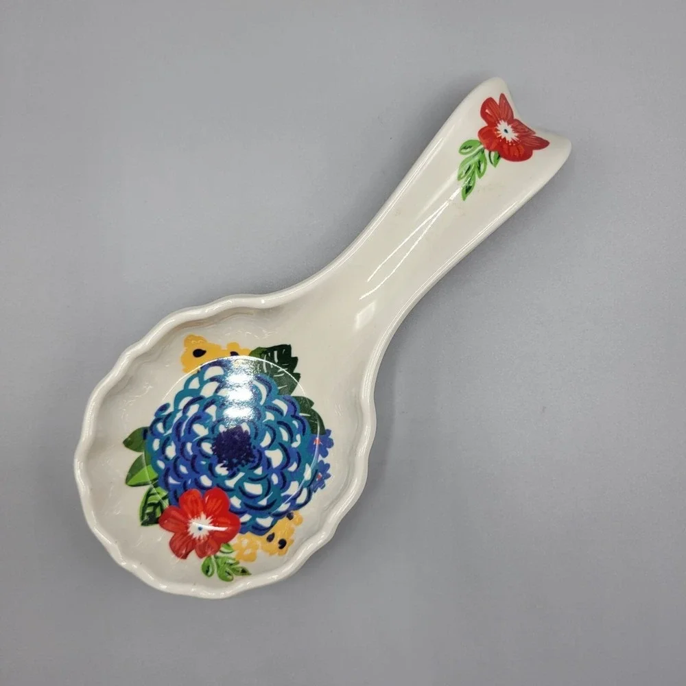 The Pioneer Woman Melamine Spoon Rest Floral Design Kitchen Utensil Holder